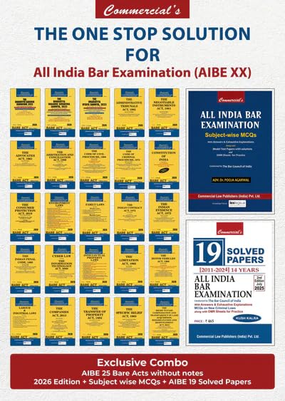 EXCLUSIVE COMBO - One stop Solution to AIBE XX (25 Bare Acts + Solved papers+ MCQs)