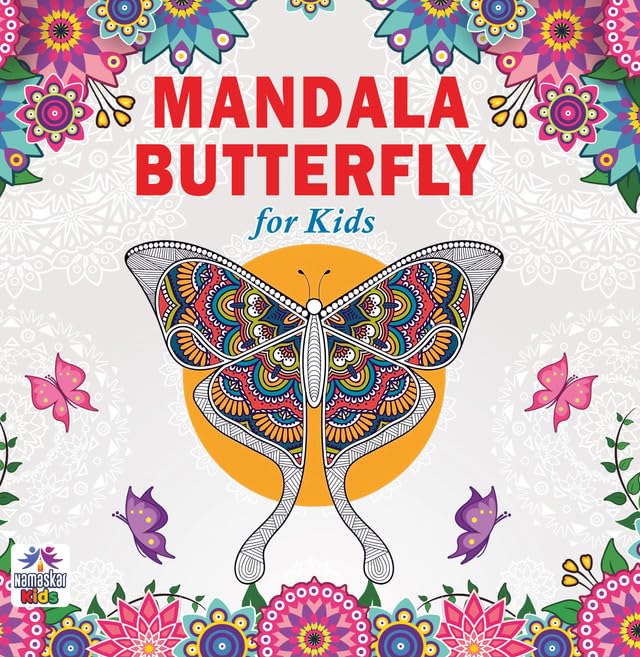 Mandala Butterfly For Kids Tear Out Sheets (Enhance Art Coloring, Drawing Skills, Mandala Practice) High Quality Big 160 GSM for Frame After Colouring - Perfect Gift for Teens