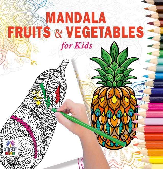 Mandala Fruits & Vegetables For Kids Tear Out Sheets (Enhance Art Coloring, Drawing Skills, Mandala Practice) High Quality Big 160 GSM for Frame After Colouring - Perfect Gift for Teens